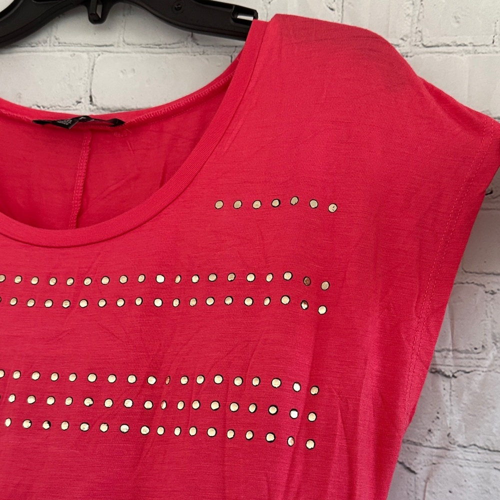 B.L.E.U Faux Studded Women's Salmon Color Top - Picture 5 of 10